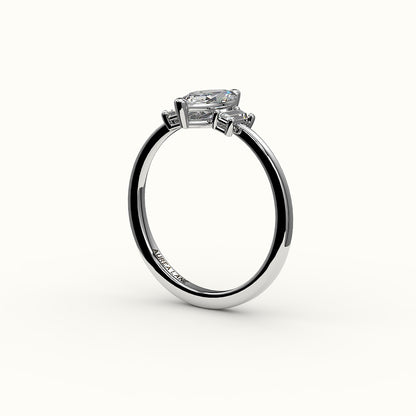 Marquise Cut Three-Stone Setting with Vertical Baguettes