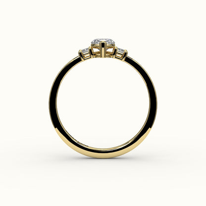 Marquise Cut Three-Stone Setting with Vertical Baguettes