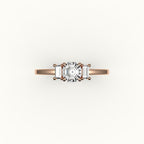 Octagon Cut Three-Stone Setting with Vertical Baguettes