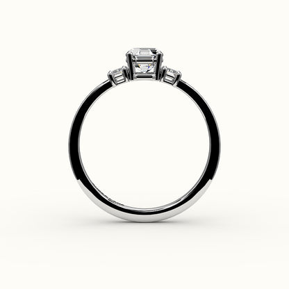 Octagon Cut Three-Stone Setting with Vertical Baguettes