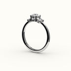Octagon Cut Three-Stone Setting with Vertical Baguettes