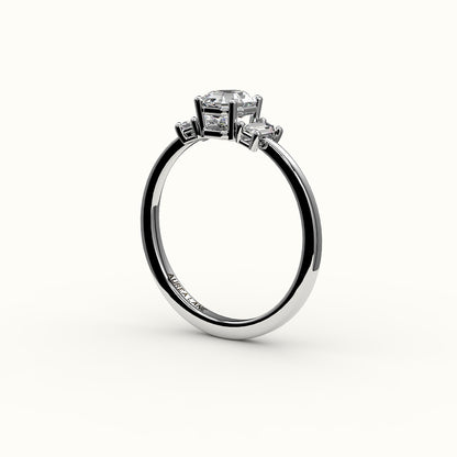 Octagon Cut Three-Stone Setting with Vertical Baguettes