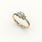 Octagon Cut Three-Stone Setting with Vertical Baguettes