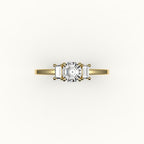 Octagon Cut Three-Stone Setting with Vertical Baguettes