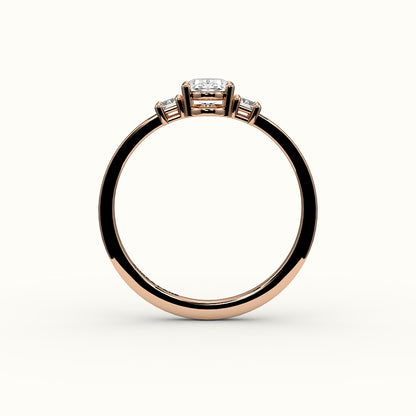 Oval Cut Three-Stone Setting with Vertical Baguettes