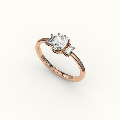 Oval Cut Three-Stone Setting with Vertical Baguettes