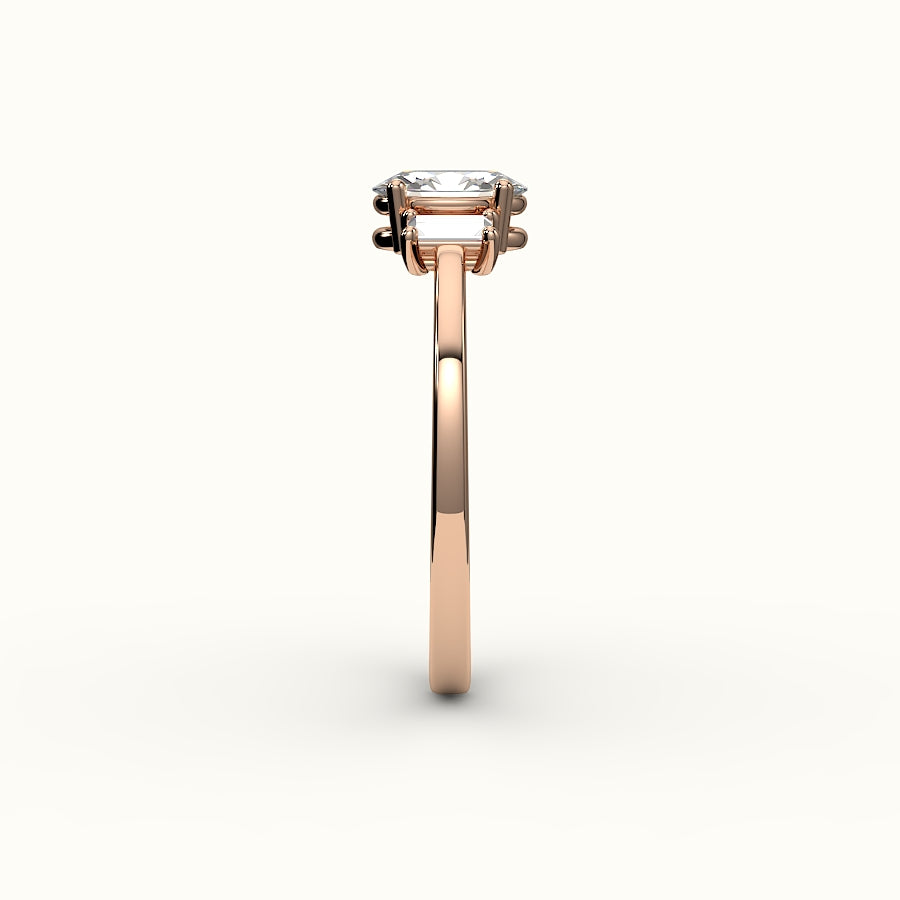 Oval Cut Three-Stone Setting with Vertical Baguettes