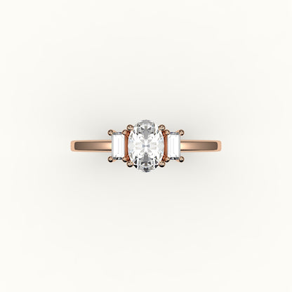 Oval Cut Three-Stone Setting with Vertical Baguettes
