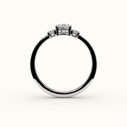 Oval Cut Three-Stone Setting with Vertical Baguettes