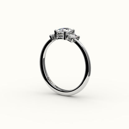 Oval Cut Three-Stone Setting with Vertical Baguettes
