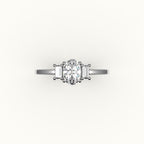 Oval Cut Three-Stone Setting with Vertical Baguettes