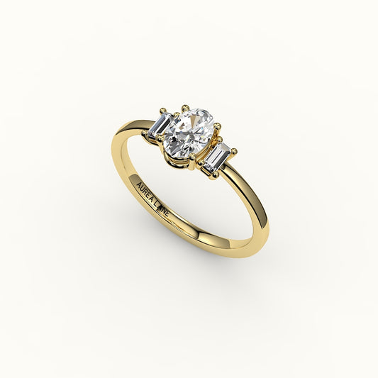 Oval Cut Three-Stone Setting with Vertical Baguettes