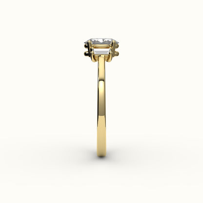 Oval Cut Three-Stone Setting with Vertical Baguettes