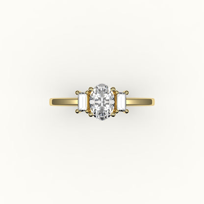 Oval Cut Three-Stone Setting with Vertical Baguettes