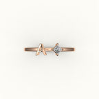Compass Princess Cut Initial and Diamond Ring