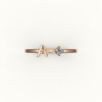 Round Cut Initial and Diamond Ring