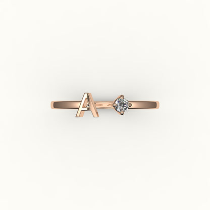 Round Cut Initial and Diamond Ring