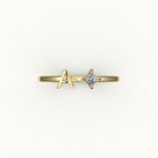 Compass Princess Cut Initial and Diamond Ring