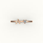 Heart Cut Initial and Diamond Ring