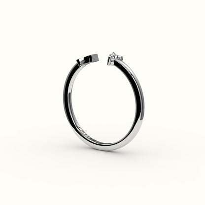 Heart Cut Initial and Diamond Ring