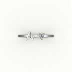 Heart Cut Initial and Diamond Ring