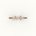 Marquise Cut Initial and Diamond Ring