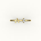 Marquise Cut Initial and Diamond Ring