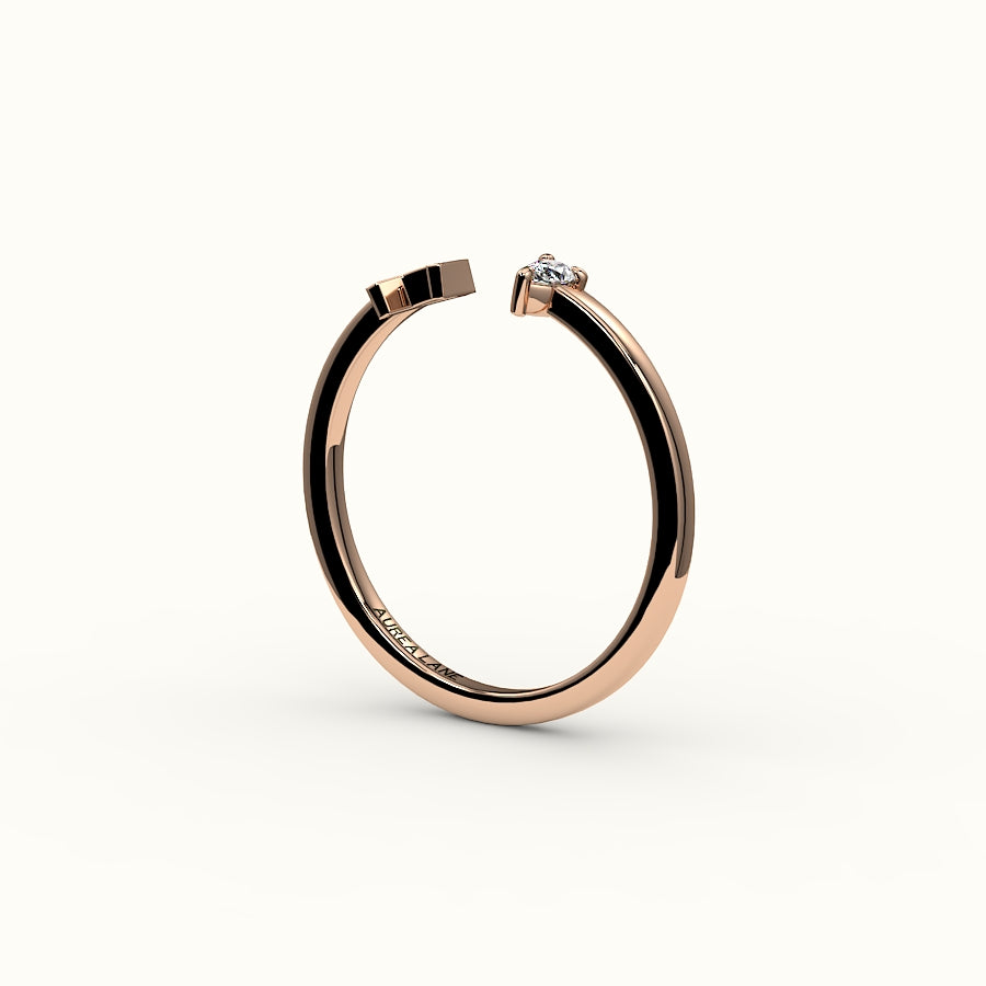 Pear Cut Initial and Diamond Ring