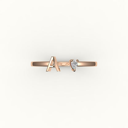 Pear Cut Initial and Diamond Ring
