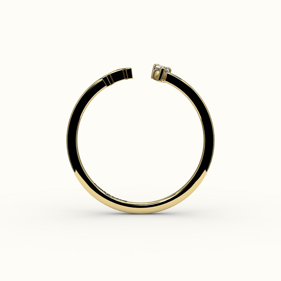 Pear Cut Initial and Diamond Ring