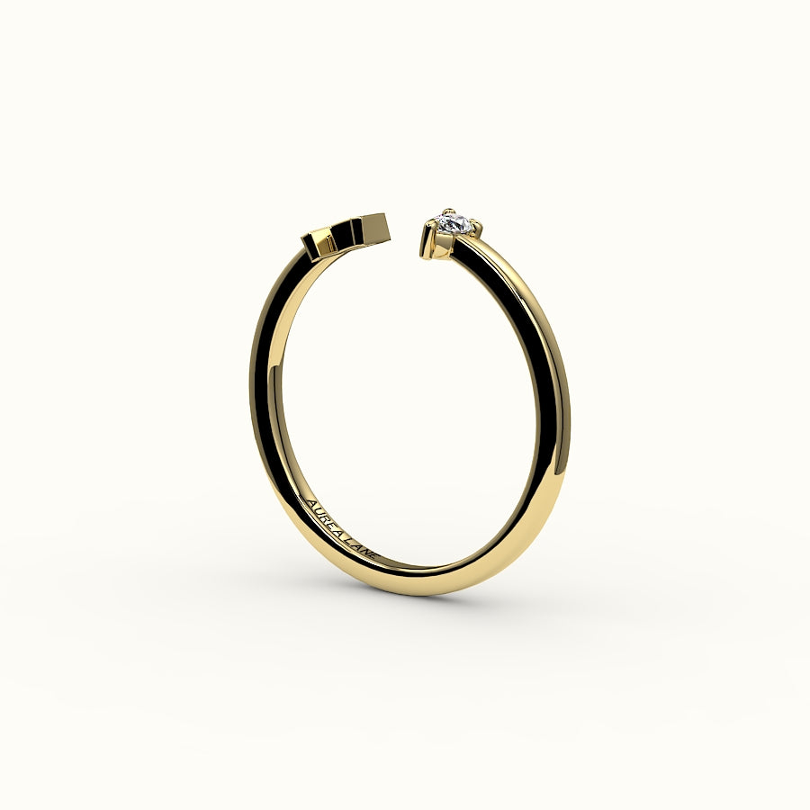 Pear Cut Initial and Diamond Ring