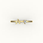 Pear Cut Initial and Diamond Ring