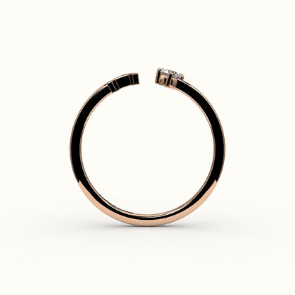 Round Cut Initial and Diamond Ring