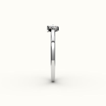 Round Cut Initial and Diamond Ring