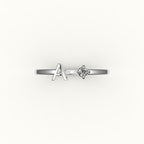 Round Cut Initial and Diamond Ring