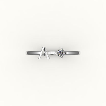 Round Cut Initial and Diamond Ring