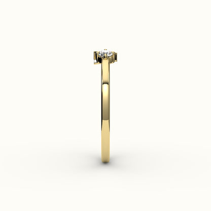 Round Cut Initial and Diamond Ring