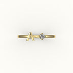 Round Cut Initial and Diamond Ring