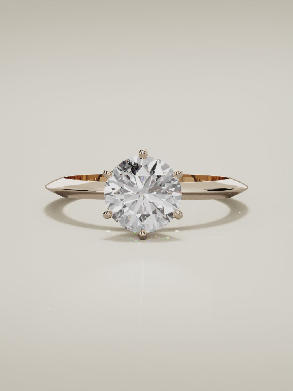 The Prisma round lab-grown diamond solitaire in 14K rose gold, 360 turntable video
