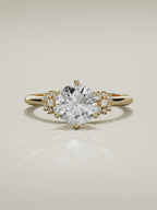 The Flora round lab-grown diamond solitaire in 14K yellow gold, 360 turntable video