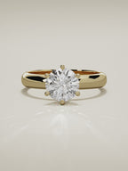 The Fina round lab-grown diamond solitaire in 14K yellow gold, 360 turntable video