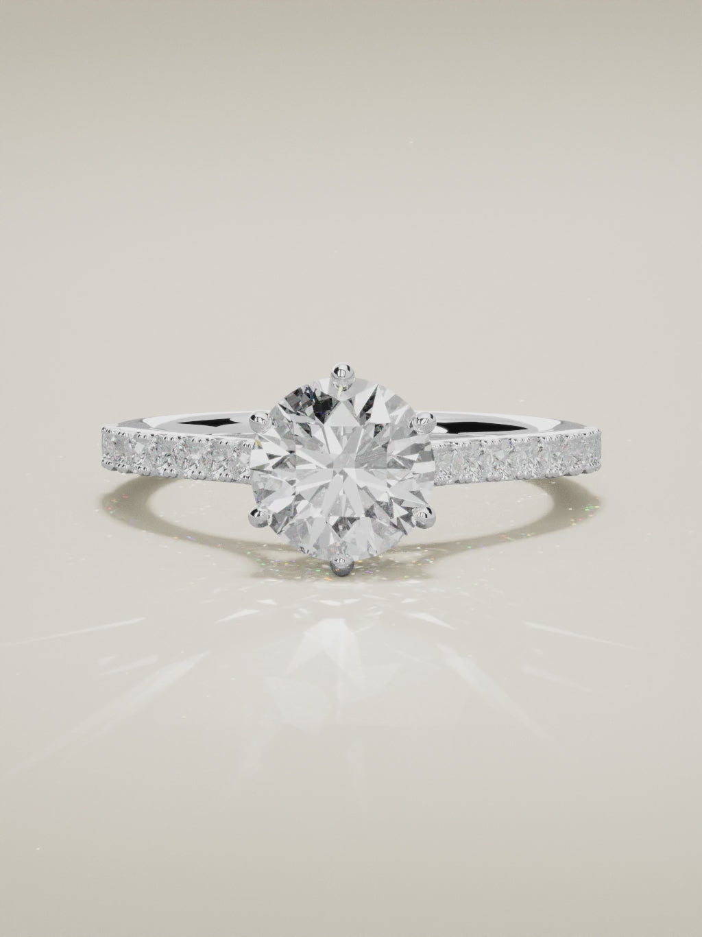 The Blonda round lab-grown diamond solitaire in 14K white gold, 360 turntable video