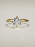 The Jazmin round lab-grown diamond solitaire in 14K yellow gold, 360 turntable video
