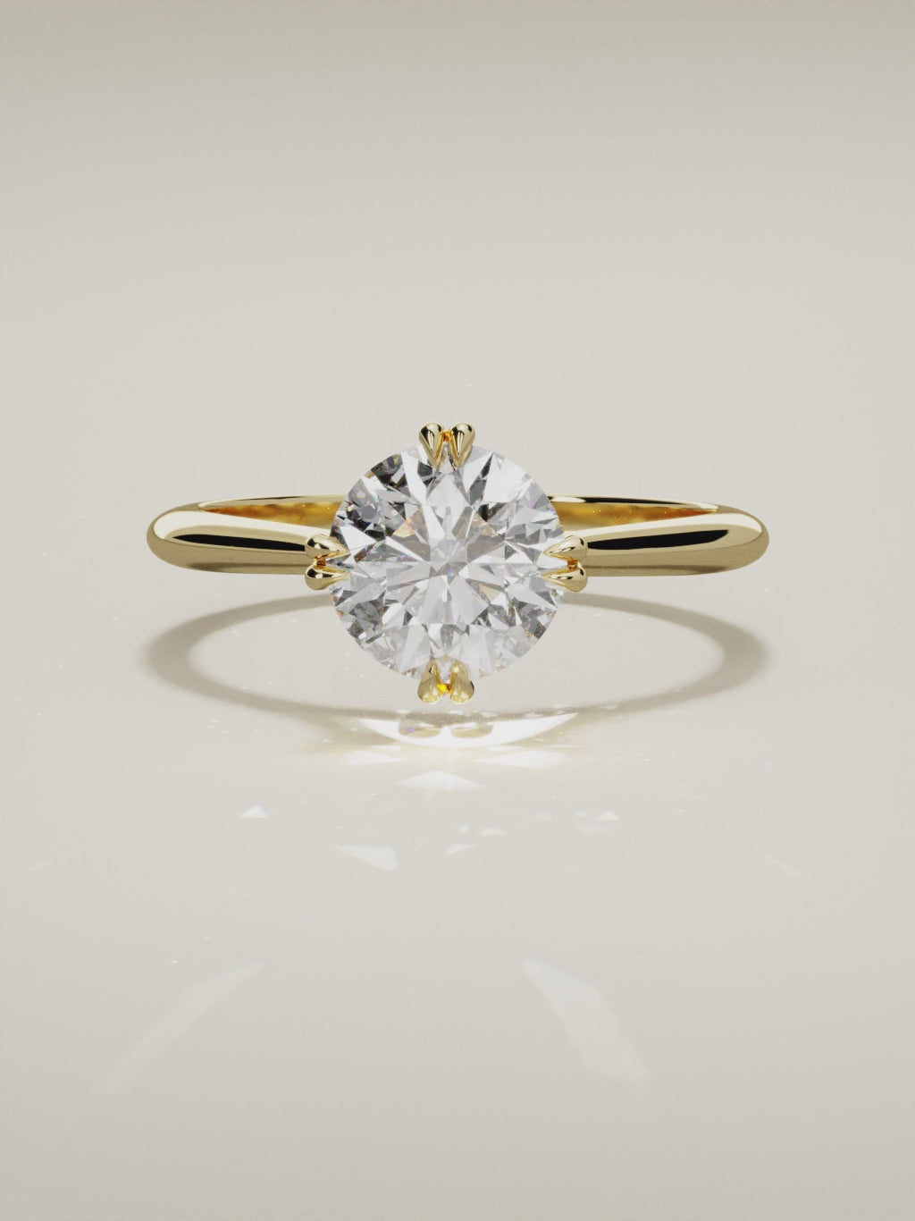The Jazmin round lab-grown diamond solitaire in 14K yellow gold, 360 turntable video