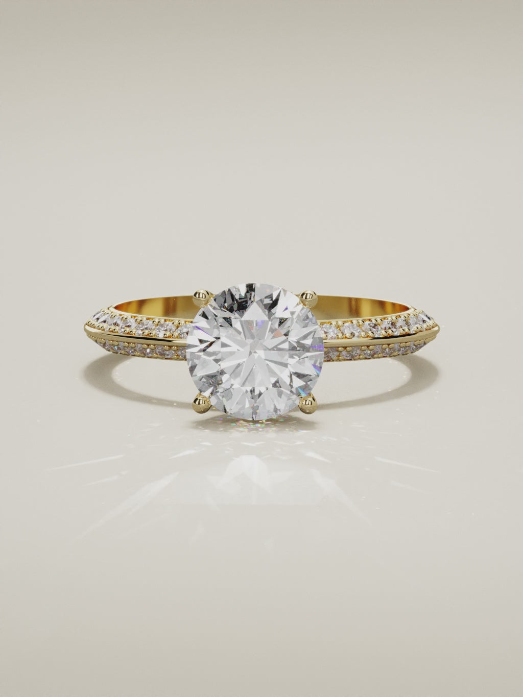 The Vera round lab-grown diamond solitaire in 14K yellow gold, 360 turntable video