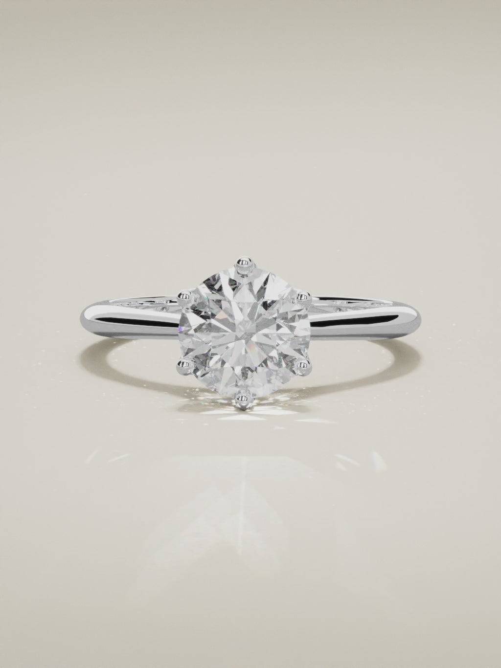 The Azahar round lab-grown diamond solitaire in 14K white gold, 360 turntable video