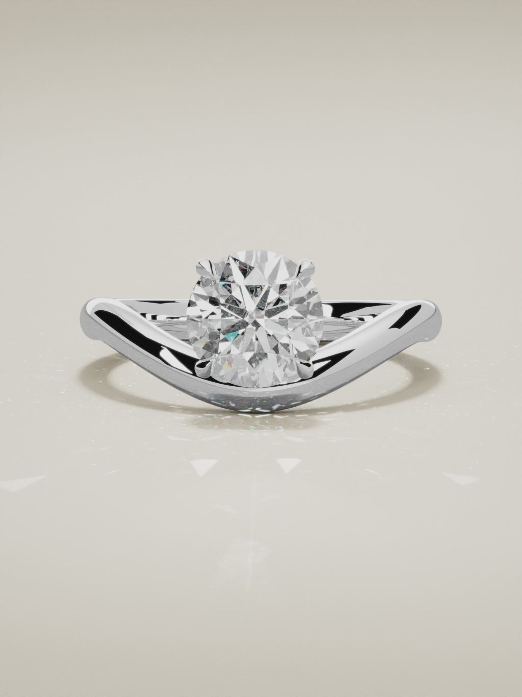 The Arco round lab-grown diamond solitaire in 14K white gold, 360 turntable video