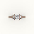 Princess Cut Three-Stone Setting with Vertical Baguettes