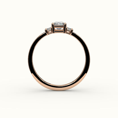 Radiant Cut Three-Stone Setting with Vertical Baguettes
