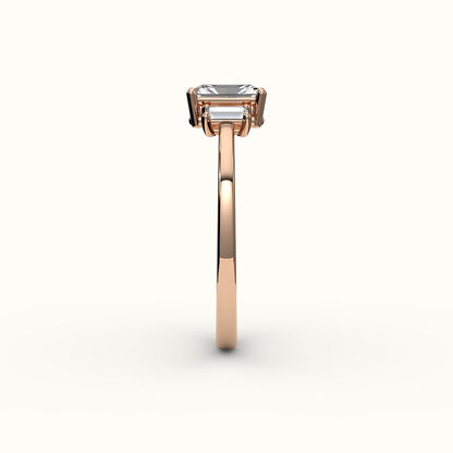 Radiant Cut Three-Stone Setting with Vertical Baguettes